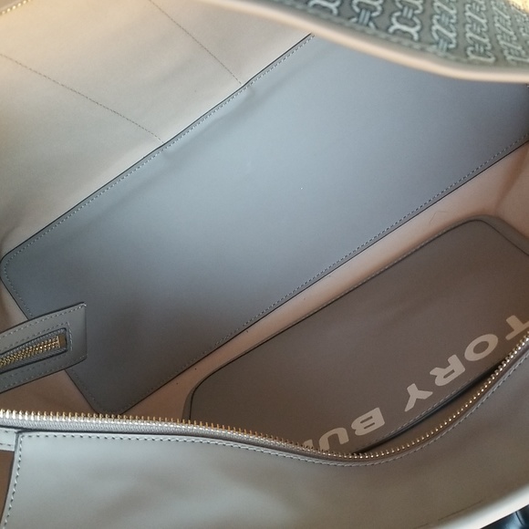 nwot Tory Burch Large Gemini Link Canvas Zip Top Tote, Gray Heron / 997 - Picture 10 of 14